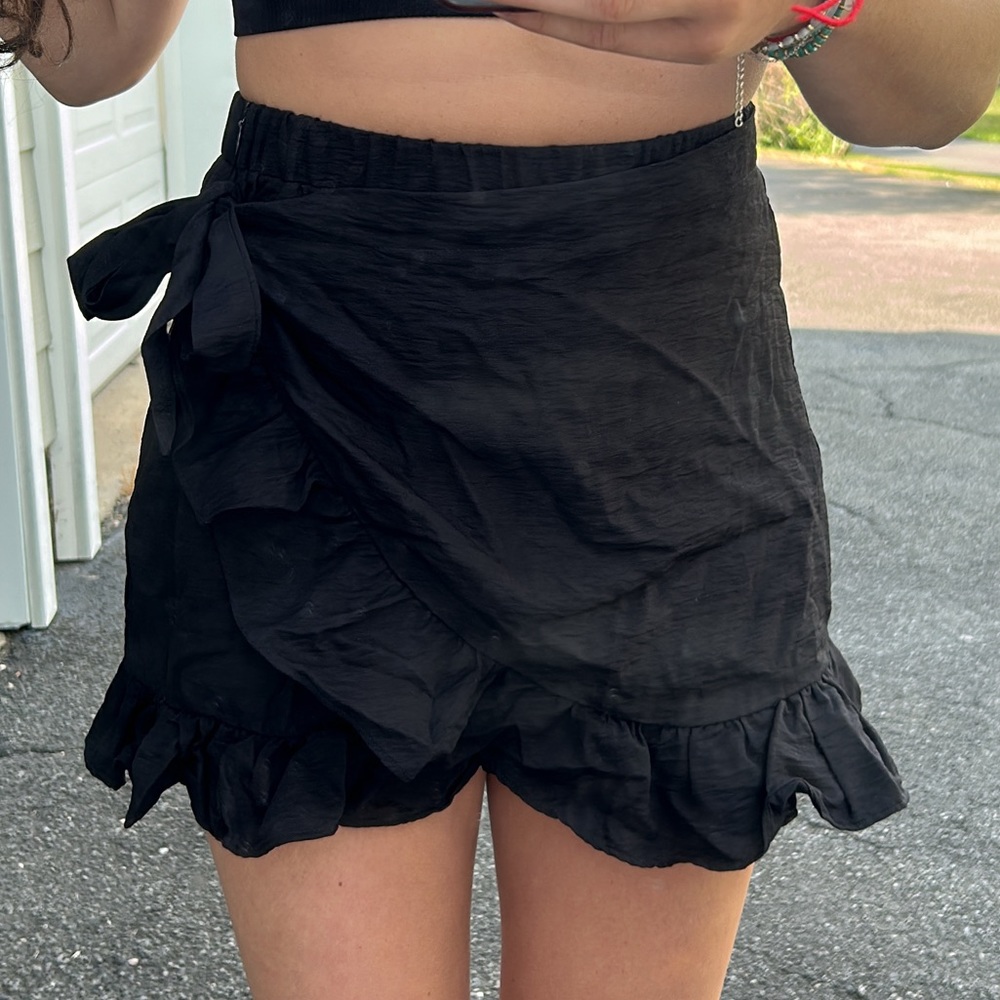 Black Wrap Skort